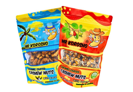 Mr. Korosho Caramel Coated Cashews with: Sesame, Coconut