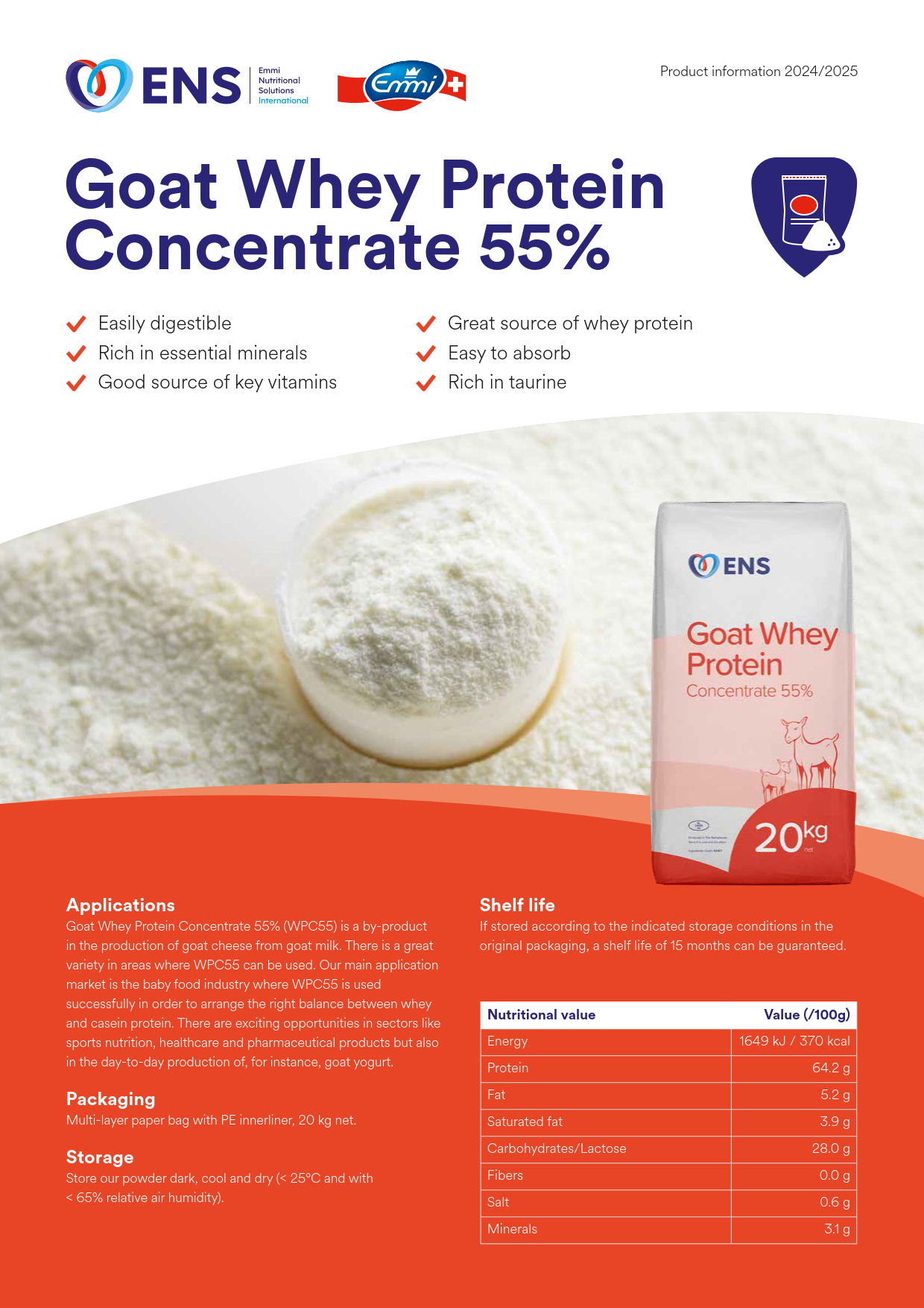 Goat Whey Protein Concentrate 55%